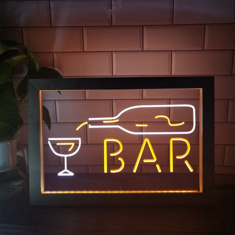 Image of Pouring Bottle Two Tone Bar Sign - Luxury Framed Edition