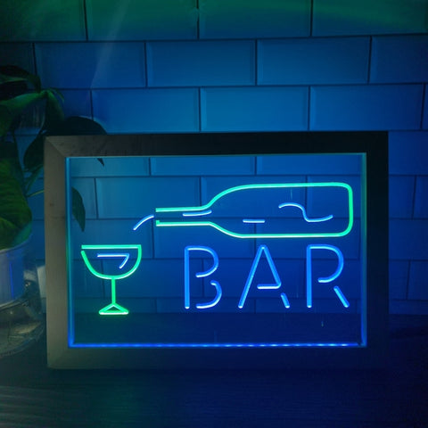 Image of Pouring Bottle Two Tone Bar Sign - Luxury Framed Edition