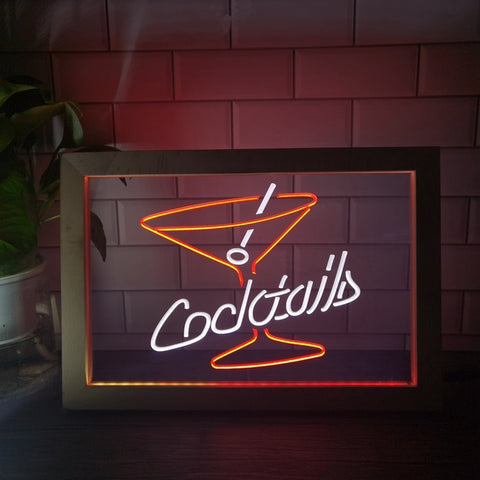 Image of Cocktails Two Tone Sign - Luxury Framed Edition