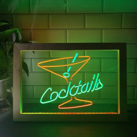 Image of Cocktails Two Tone Sign - Luxury Framed Edition