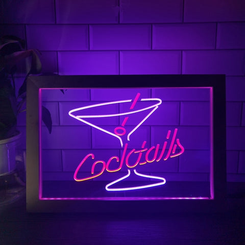 Image of Cocktails Two Tone Sign - Luxury Framed Edition