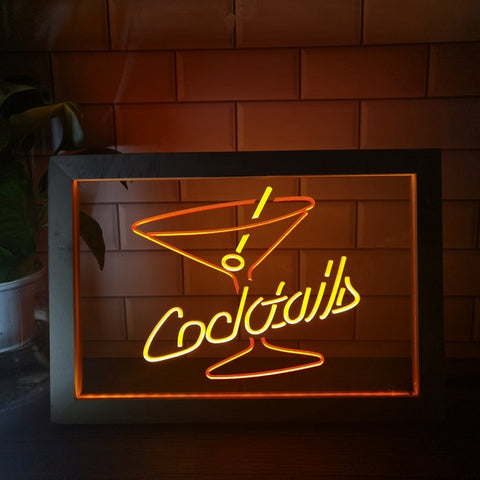 Image of Cocktails Two Tone Sign - Luxury Framed Edition