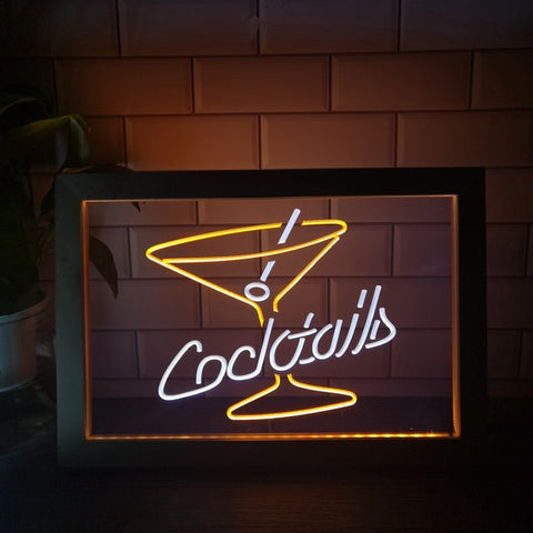 Image of Cocktails Two Tone Sign - Luxury Framed Edition