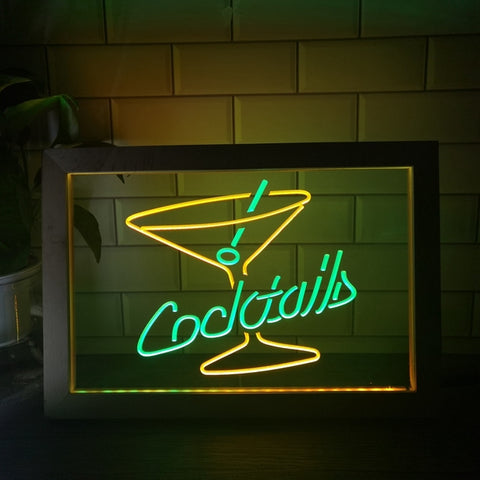 Image of Cocktails Two Tone Sign - Luxury Framed Edition