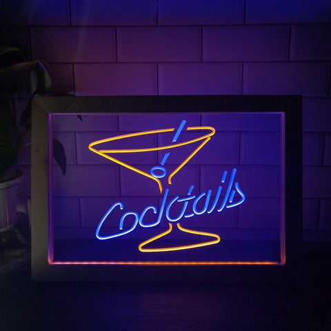 Image of Cocktails Two Tone Sign - Luxury Framed Edition