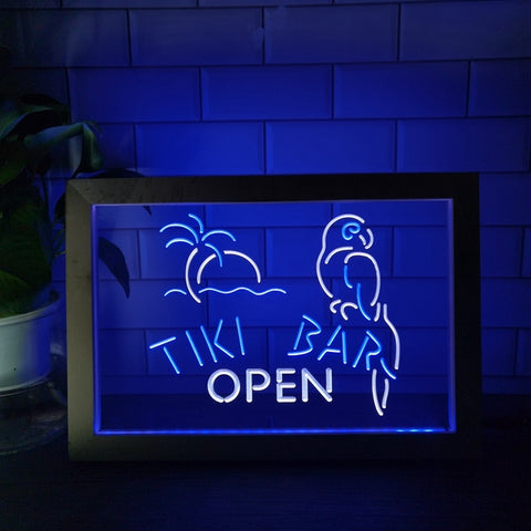 Image of Tiki Bar Open Two Tone Sign - Luxury Framed Edition
