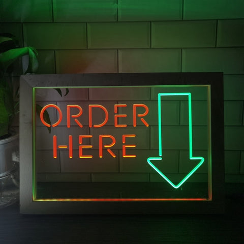 Image of Order Here Cashier Two Tone Sign - Luxury Framed Edition