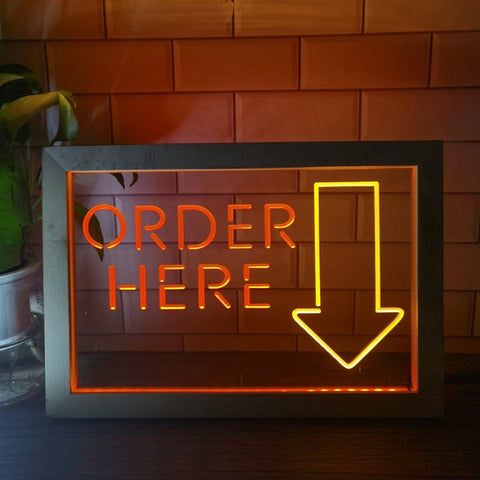 Image of Order Here Cashier Two Tone Sign - Luxury Framed Edition