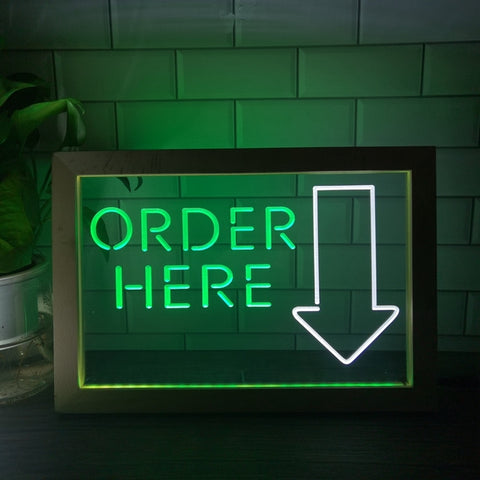 Image of Order Here Cashier Two Tone Sign - Luxury Framed Edition