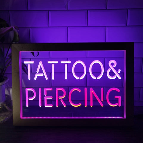 Image of Tattoo and Piercing Two Tone Sign - Luxury Framed Edition