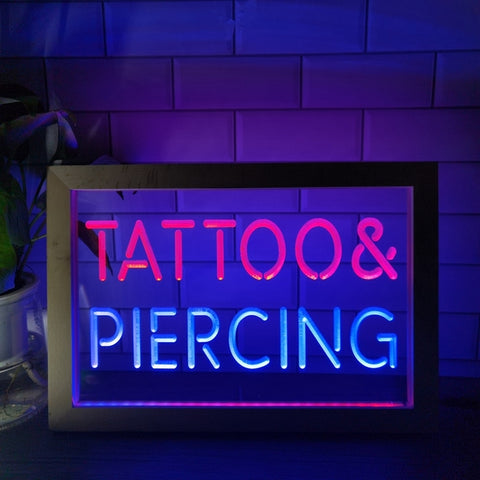 Image of Tattoo and Piercing Two Tone Sign - Luxury Framed Edition