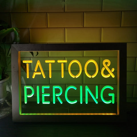 Image of Tattoo and Piercing Two Tone Sign - Luxury Framed Edition