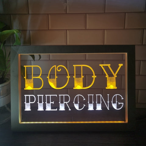 Image of Body Piercing Two Tone Sign - Luxury Framed Edition