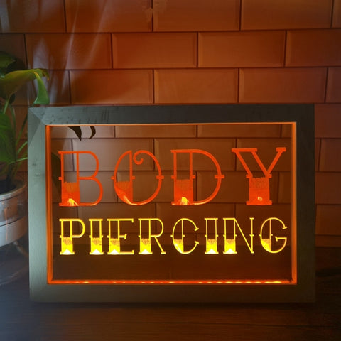 Image of Body Piercing Two Tone Sign - Luxury Framed Edition