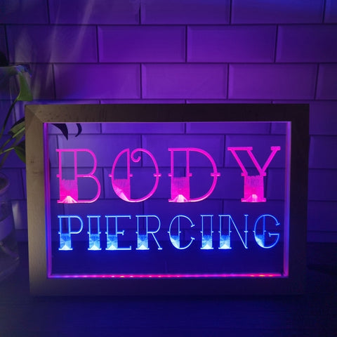 Image of Body Piercing Two Tone Sign - Luxury Framed Edition