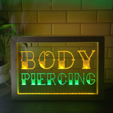 Image of Body Piercing Two Tone Sign - Luxury Framed Edition