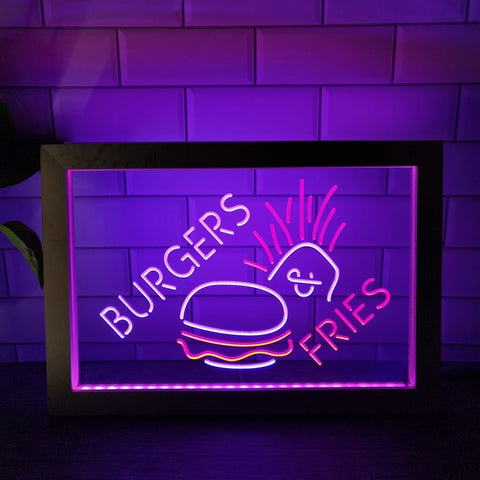 Image of Burgers and Fries Two Tone Sign - Luxury Framed Edition