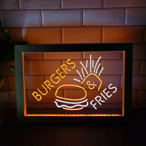 Image of Burgers and Fries Two Tone Sign - Luxury Framed Edition