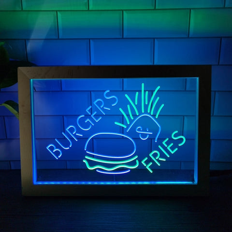 Image of Burgers and Fries Two Tone Sign - Luxury Framed Edition