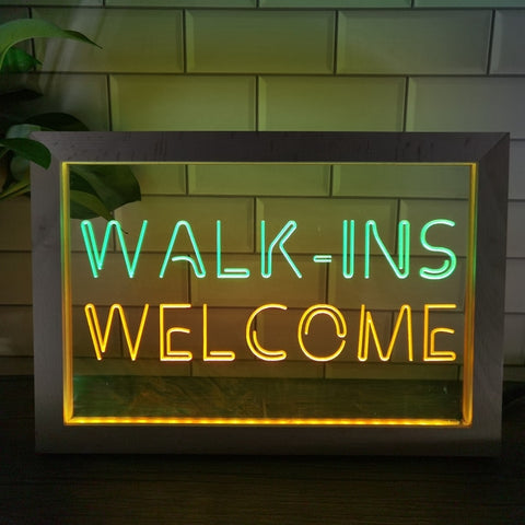 Image of Walk Ins Welcome Two Tone Sign - Luxury Framed Edition