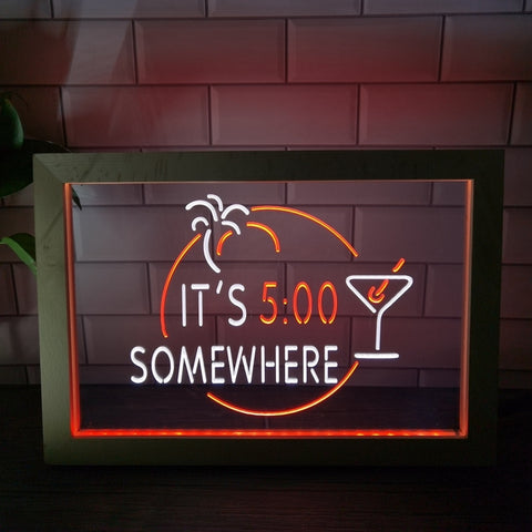 Image of It's Five O'clock Somewhere Two Tone Sign - Luxury Framed Edition
