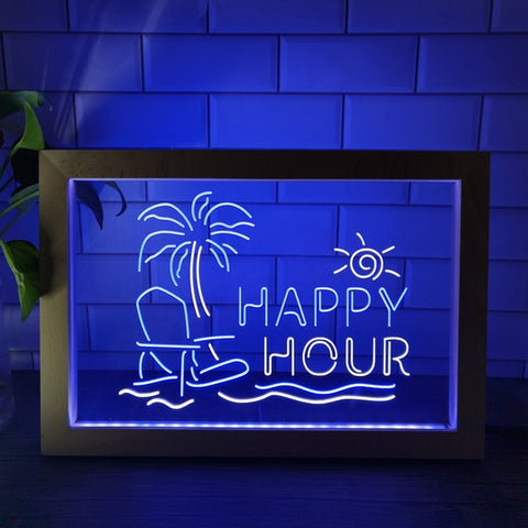 Image of Happy Hour Two Tone Sign - Luxury Framed Edition