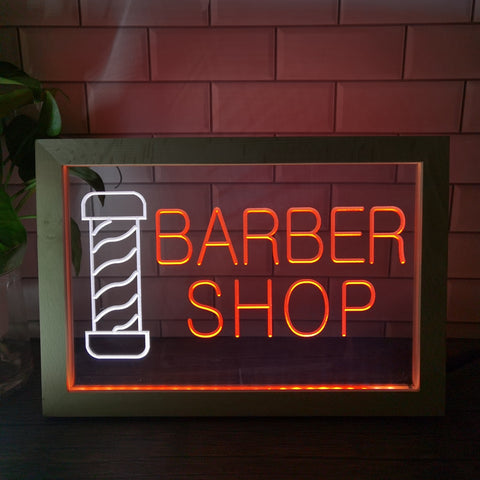 Image of Barber Shop Two Tone Sign - Luxury Framed Edition