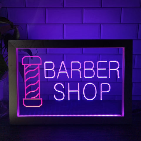 Image of Barber Shop Two Tone Sign - Luxury Framed Edition