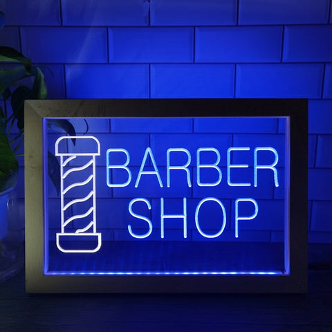 Image of Barber Shop Two Tone Sign - Luxury Framed Edition