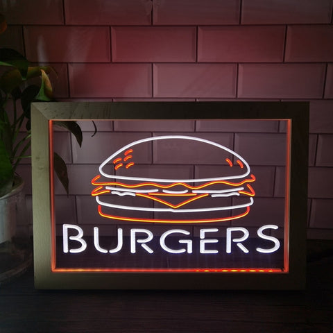 Image of Burgers Two Tone Sign - Luxury Framed Edition