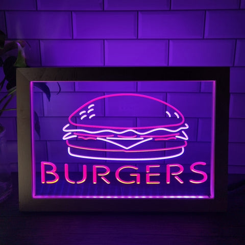 Image of Burgers Two Tone Sign - Luxury Framed Edition