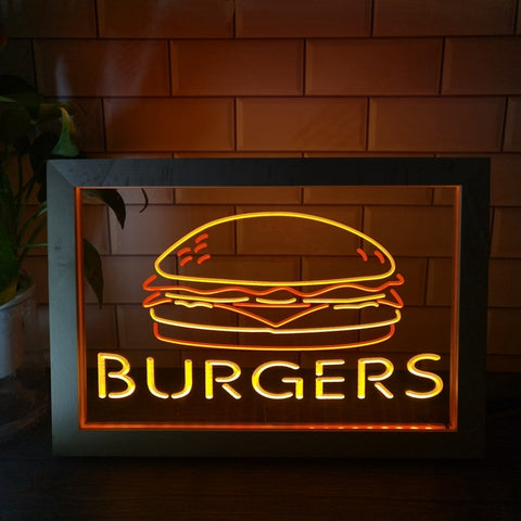 Image of Burgers Two Tone Sign - Luxury Framed Edition