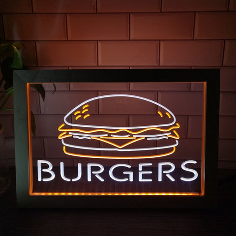 Image of Burgers Two Tone Sign - Luxury Framed Edition