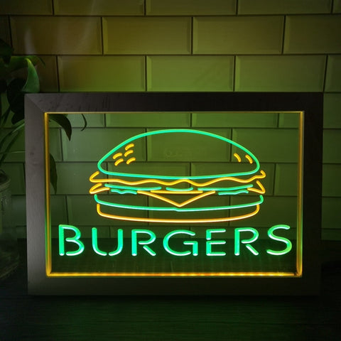Image of Burgers Two Tone Sign - Luxury Framed Edition
