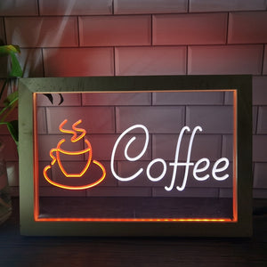 Coffee Shop Cup Two Tone Sign - Luxury Framed Edition