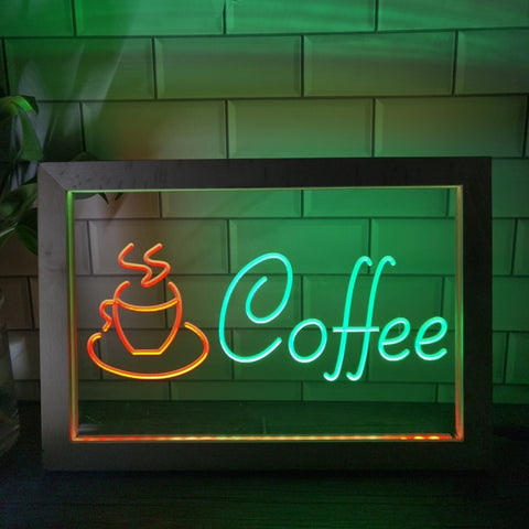 Image of Coffee Shop Cup Two Tone Sign - Luxury Framed Edition