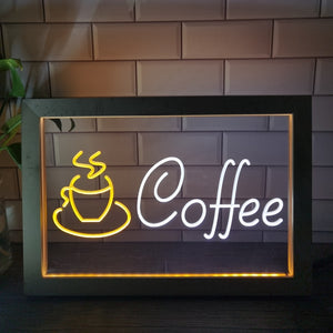 Coffee Shop Cup Two Tone Sign - Luxury Framed Edition