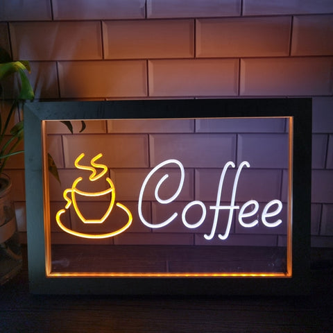 Image of Coffee Shop Cup Two Tone Sign - Luxury Framed Edition