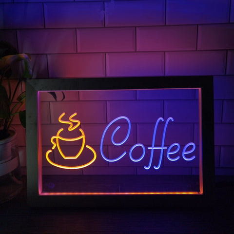 Image of Coffee Shop Cup Two Tone Sign - Luxury Framed Edition