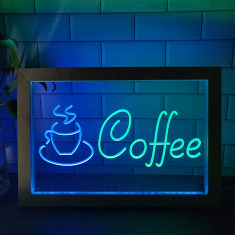 Image of Coffee Shop Cup Two Tone Sign - Luxury Framed Edition
