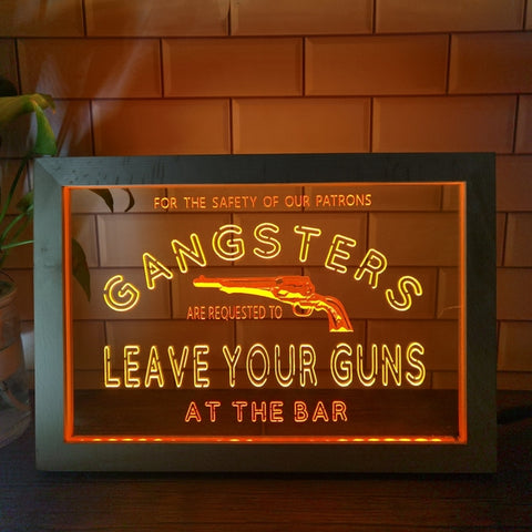 Image of Gangsters Two Tone Bar Sign - Luxury Framed Edition
