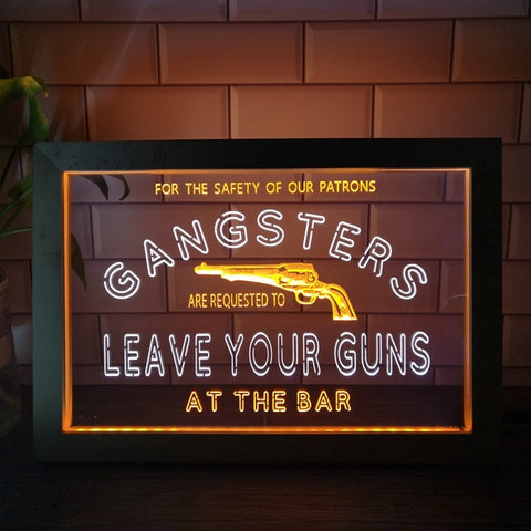 Image of Gangsters Two Tone Bar Sign - Luxury Framed Edition