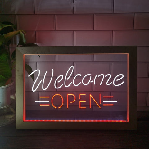 Image of Welcome Open Two Tone Sign - Luxury Framed Edition