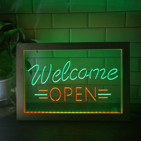 Image of Welcome Open Two Tone Sign - Luxury Framed Edition