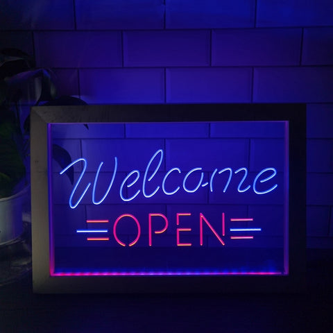 Image of Welcome Open Two Tone Sign - Luxury Framed Edition