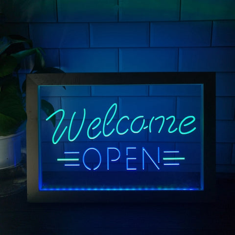 Image of Welcome Open Two Tone Sign - Luxury Framed Edition