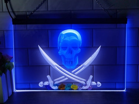 Image of Pirates Skull and Swords Two Tone Illuminated Sign