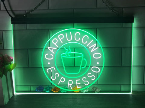 Image of Cappuccino Espresso Coffee Two Tone Illuminated Sign
