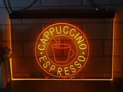Image of Cappuccino Espresso Coffee Two Tone Illuminated Sign
