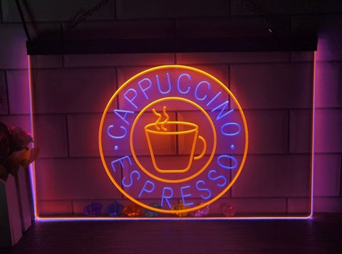 Image of Cappuccino Espresso Coffee Two Tone Illuminated Sign